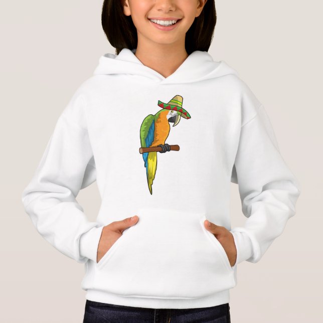 Papagei mit Strohhut Hoodie (Vorderseite)