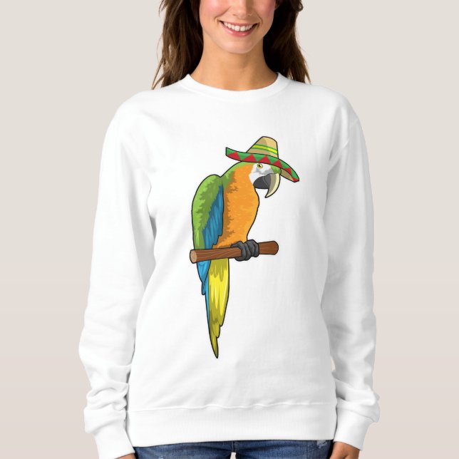 Papagei mit Strohhut Sweatshirt (Vorderseite)