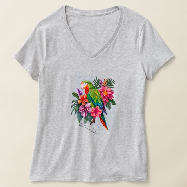 Papagei mit tropischen Blume - die Natur einnehmen T-Shirt (Ablage )