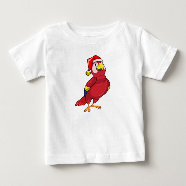 Papagei mit Weihnachtsmannmütze Baby T-shirt (Vorderseite)