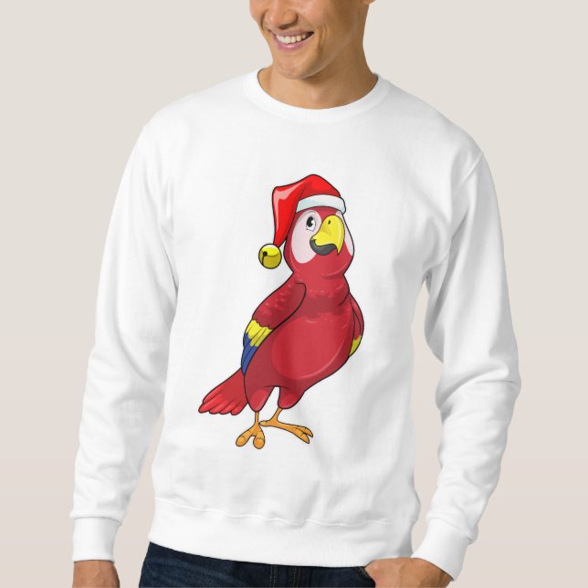 Papagei mit Weihnachtsmannmütze Sweatshirt (Vorderseite)
