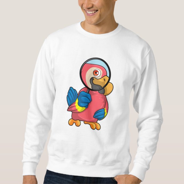 Papagei mit Zierglas Sweatshirt (Vorderseite)