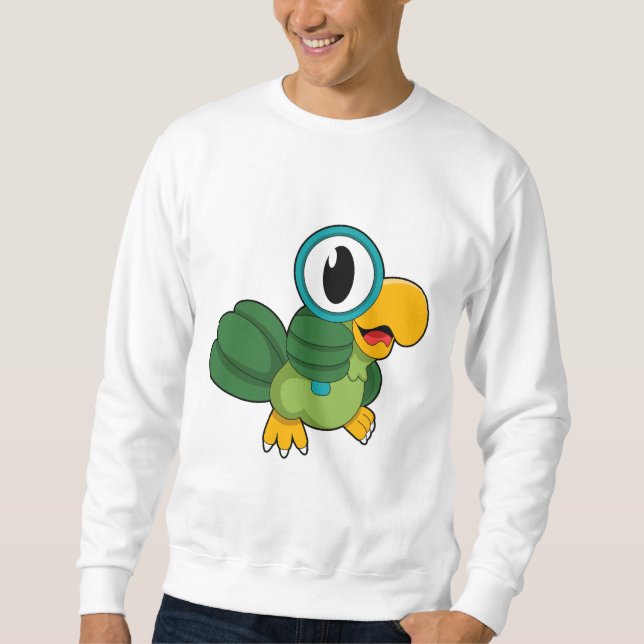 Papagei mit Zierglas Sweatshirt (Vorderseite)