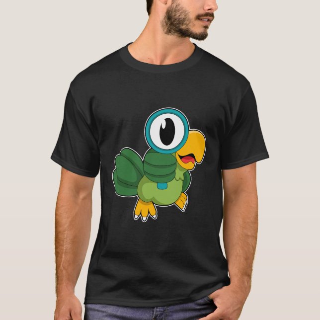 Papagei mit Zierglas T-Shirt (Vorderseite)