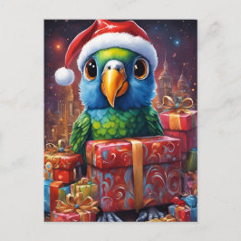 Papagei mitten in den Weihnachtsgeschenken Postkarte