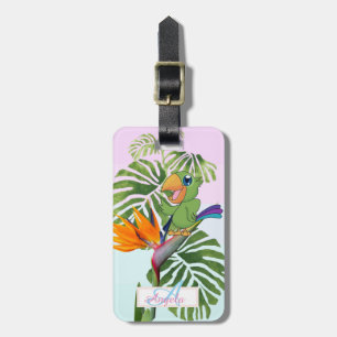 Papagei, Palmwedel, Caudata Monogramm-Personalisie Gepäckanhänger