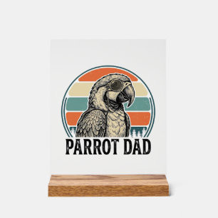Papagei Papa Vintage Sonnenuntergang Gravur Shirt  Acrylschild