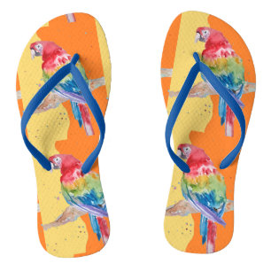 Papagei Papageien Tropischer Ara Vogel Orange Männ Flip Flops