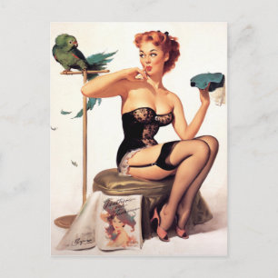 Papagei Pin Up Postkarte
