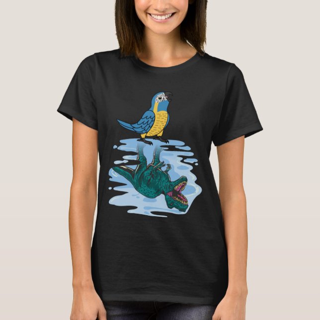 Papagei & Rex Reflektion I Blauer Rasen T-Shirt (Vorderseite)
