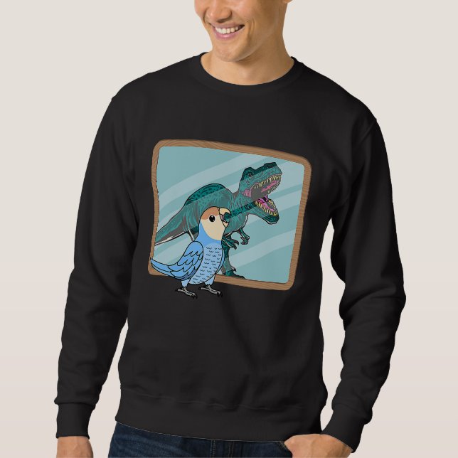 Papagei & Rex Reflexion I Pfirsichgesichtiger Blau Sweatshirt (Vorderseite)