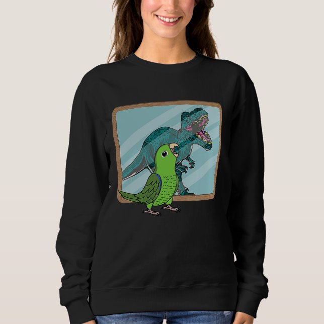 Papagei & Rex Spiegelung I Grüner Papagei Sweatshirt (Vorderseite)
