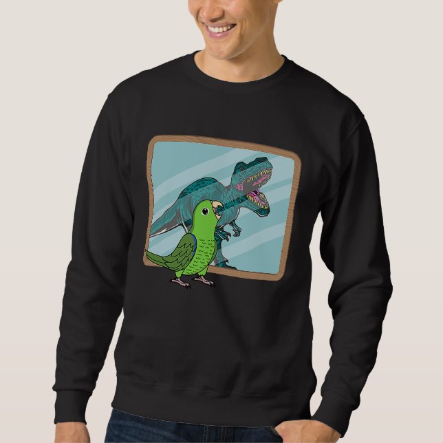 Papagei & Rex Spiegelung I Grüner Papagei Sweatshirt (Vorderseite)