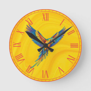 Papagei Runde Wanduhr
