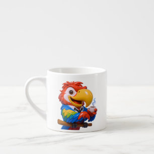 Papagei trinkt Espresso-Tasse Espressotasse