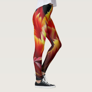 Papagei Tulip Blumenrot und Gelb Leggings