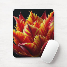 Papagei Tulip Blumenrot und Gelb Mousepad