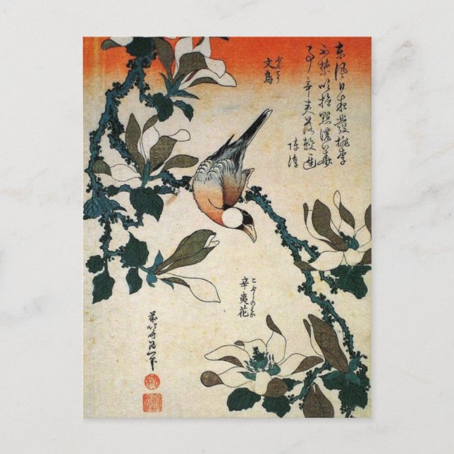 Papagei und Blume Postkarte (Vorderseite)