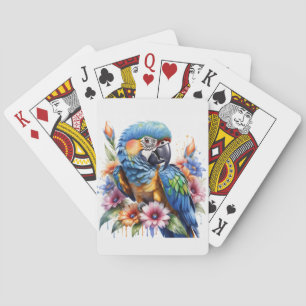 Papagei und Blumen Spielkarten