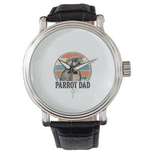 Papagei Vater Vintage Sonnenuntergang Gravur Shirt Armbanduhr