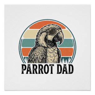 Papagei Vater Vintage Sonnenuntergang Gravur Shirt Poster
