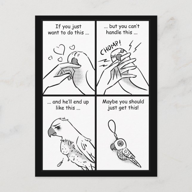 Papageien beißen postkarte (Vorderseite)