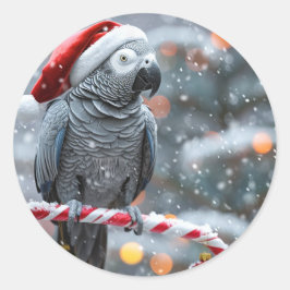 Papageien-Feiertags-Aufkleber — Winterwunder Runder Aufkleber