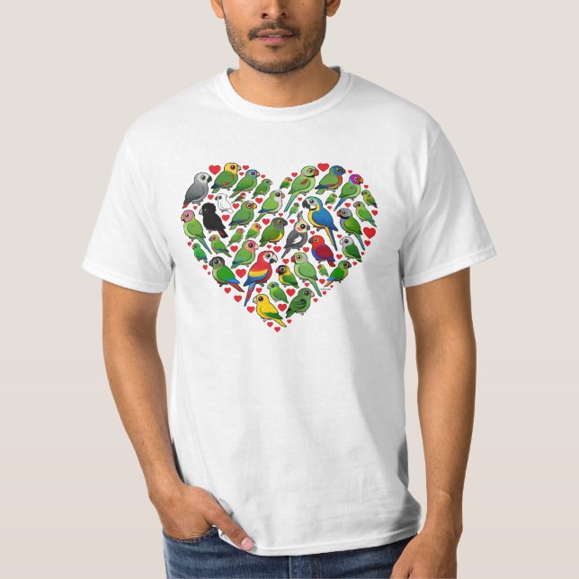 Papageien-Herz T-Shirt (Vorderseite)