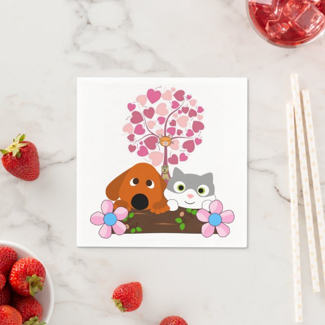 Papageien, Hunde, die blühen Serviette (Beispiel)