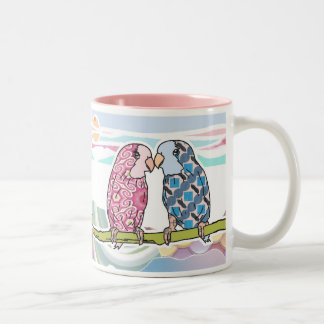 Papageien in der Liebe Zweifarbige Tasse
