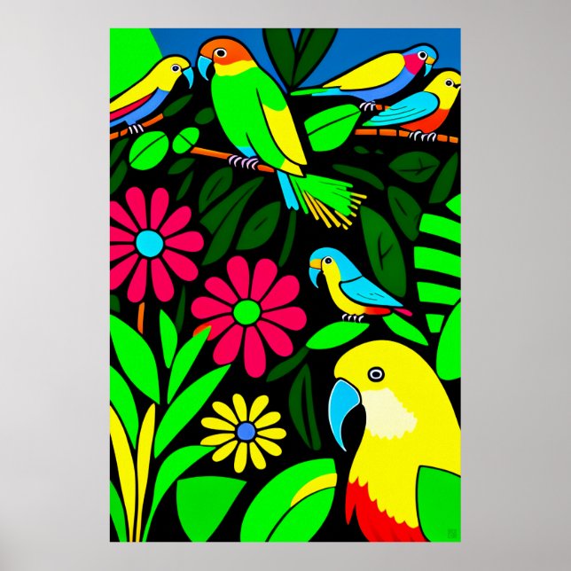 Papageien - Leinwand Art Print Poster (Vorne)