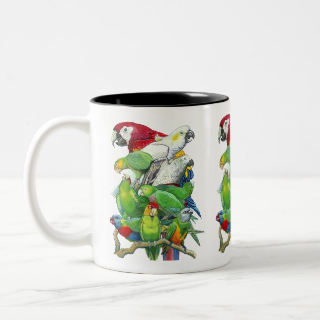 Papageien-Stau-Tasse Zweifarbige Tasse (Links)