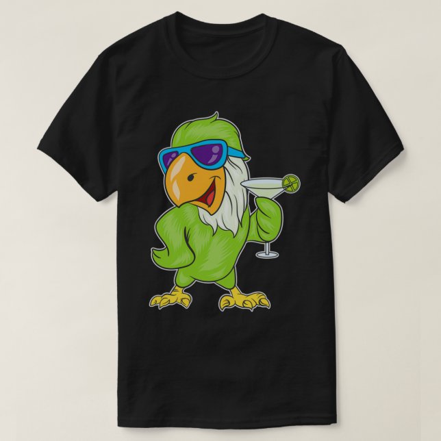Papageien trinken margarita Hawaiianische Vögel Ge T-Shirt (Design vorne)