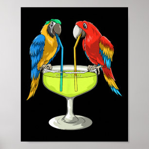 Papageien trinken Margarita Hawaiianischer Urlaub Poster