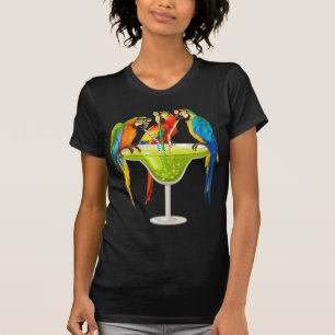 Papageien trinken Margarita im Sommer Urlaub Vogel T-Shirt