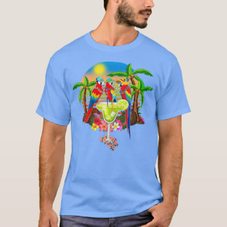 Papageien trinken Margarita im Sommer Urlaub Vogel T-Shirt