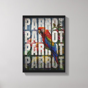 Papageien-Typografie Vintage Natur Wald Leinwanddruck