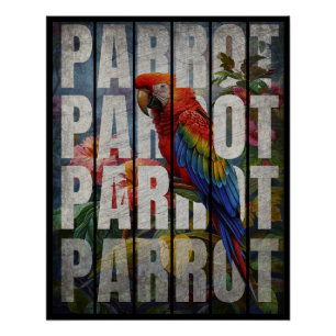 Papageien-Typografie Vintage Natur Wald Poster