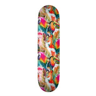 Papageien u. Palmblätter Skateboard