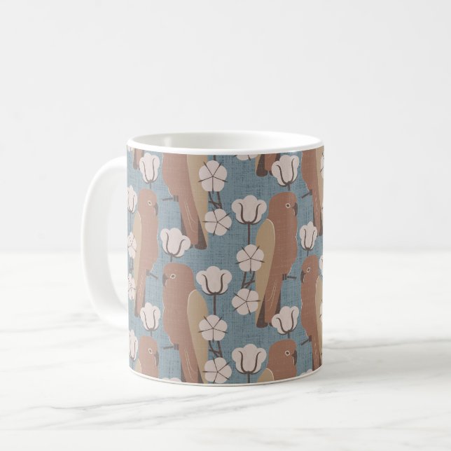 Papageien und Blume aus Baumwolle Kaffeetasse (Vorderseite Links)