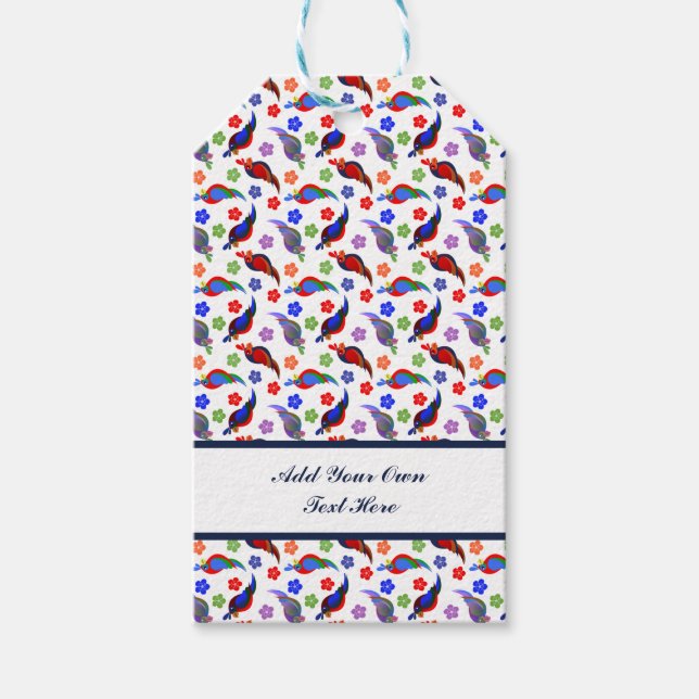 Papageien und Blume Geschenkanhänger (Vorderseite)