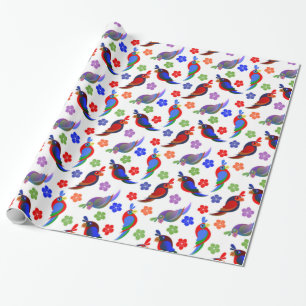 Papageien und Blume Geschenkpapier