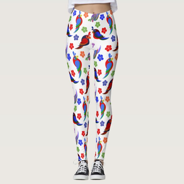 Papageien und Blume Leggings (Vorderseite)