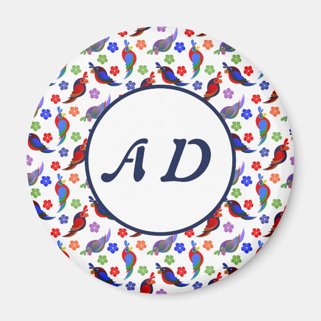 Papageien und Blume Magnet (Vorne)