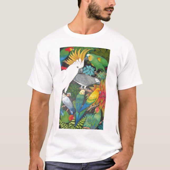 Papageien und Bromeliads T-Shirt (Vorderseite)