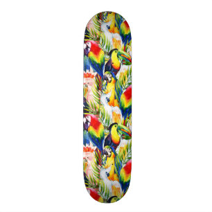 Papageien und Palmblätter Skateboard