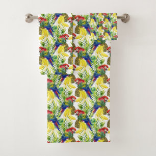 Papageien und tropische Frucht Badhandtuch Set
