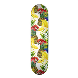 Papageien und tropische Frucht Skateboard