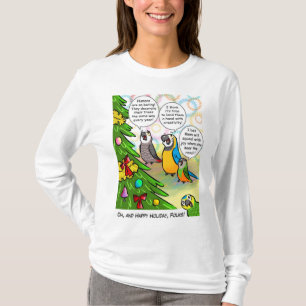 Papageien- und Weihnachtsbaum T-Shirt