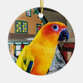 Papageien-Weihnachtsverzierung Sun Conure Keramik Ornament